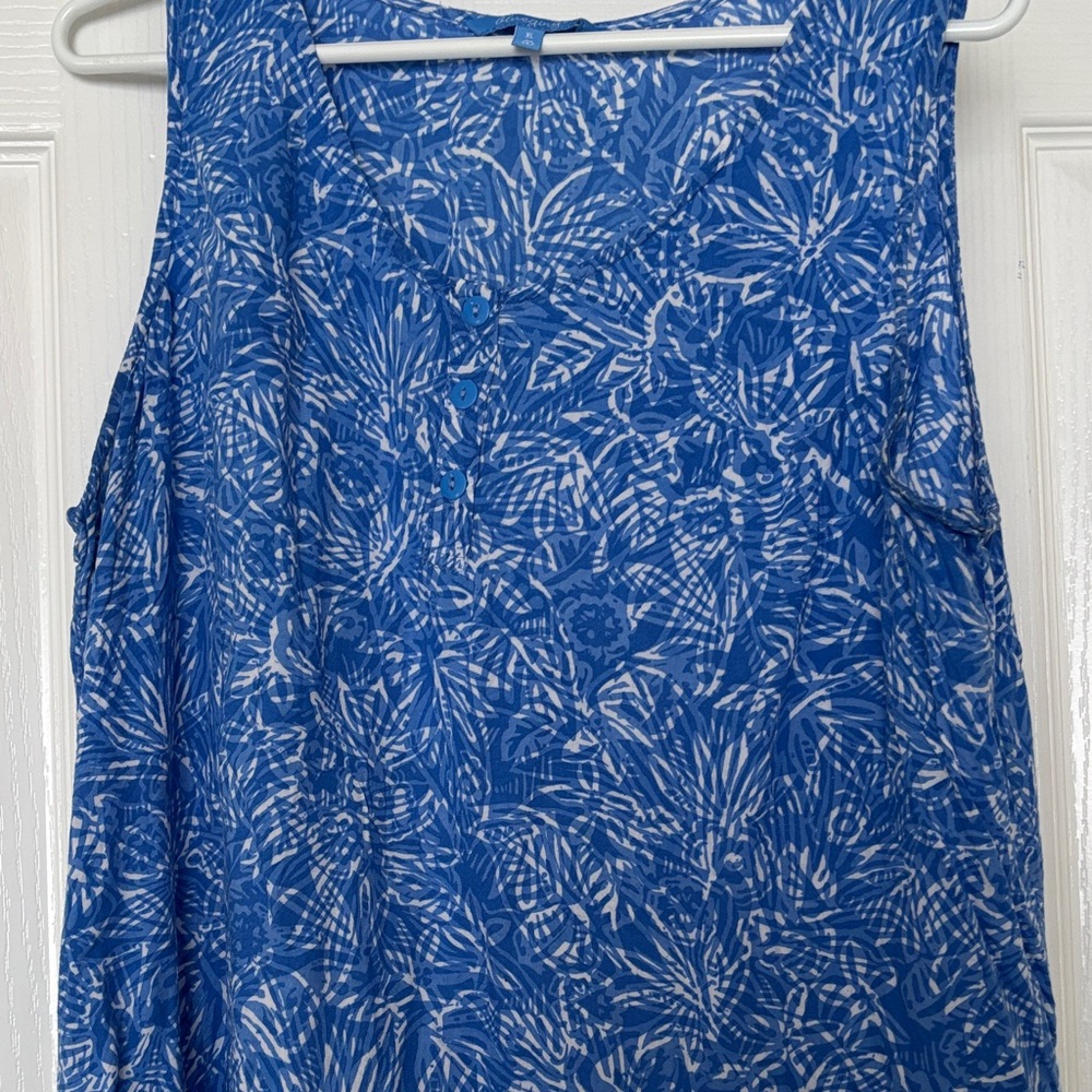 Blue Printed Sleeveless Women's Top